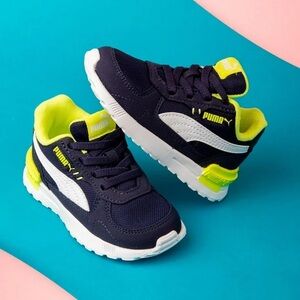 Puma Youth Navy and Bright Yellow Sneakers